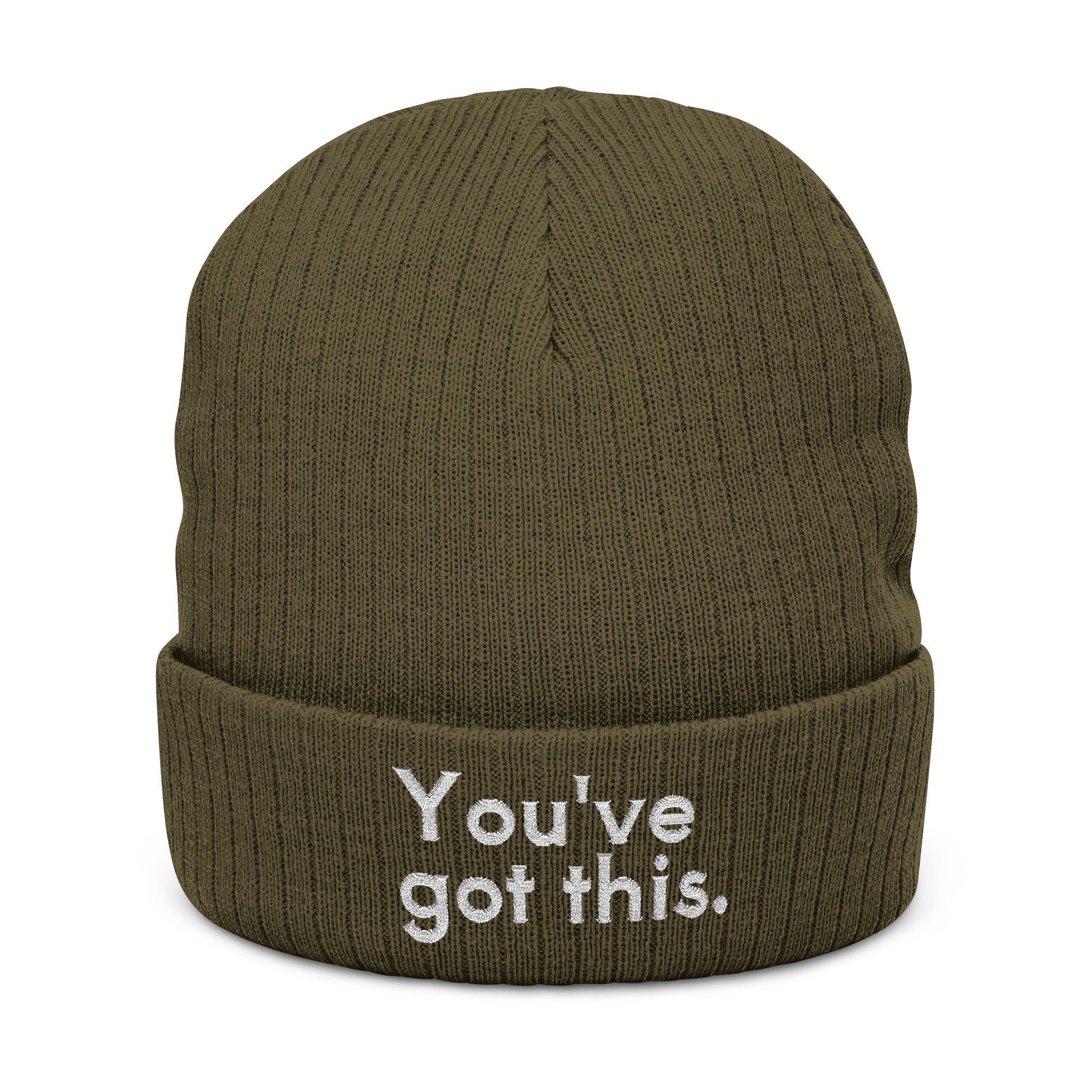 You've Got This Embroidered Ribbed Knit Beanie