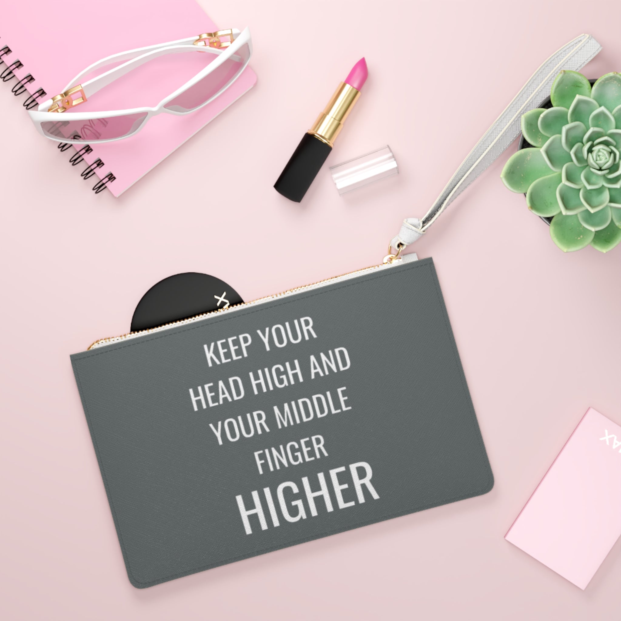 Keep Your Head High And Your Middle Finger Higher Clutch Bag
