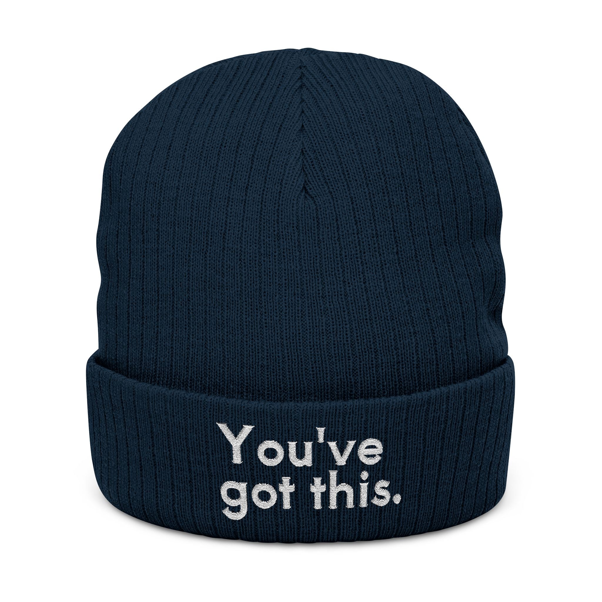 You've Got This Embroidered Ribbed Knit Beanie