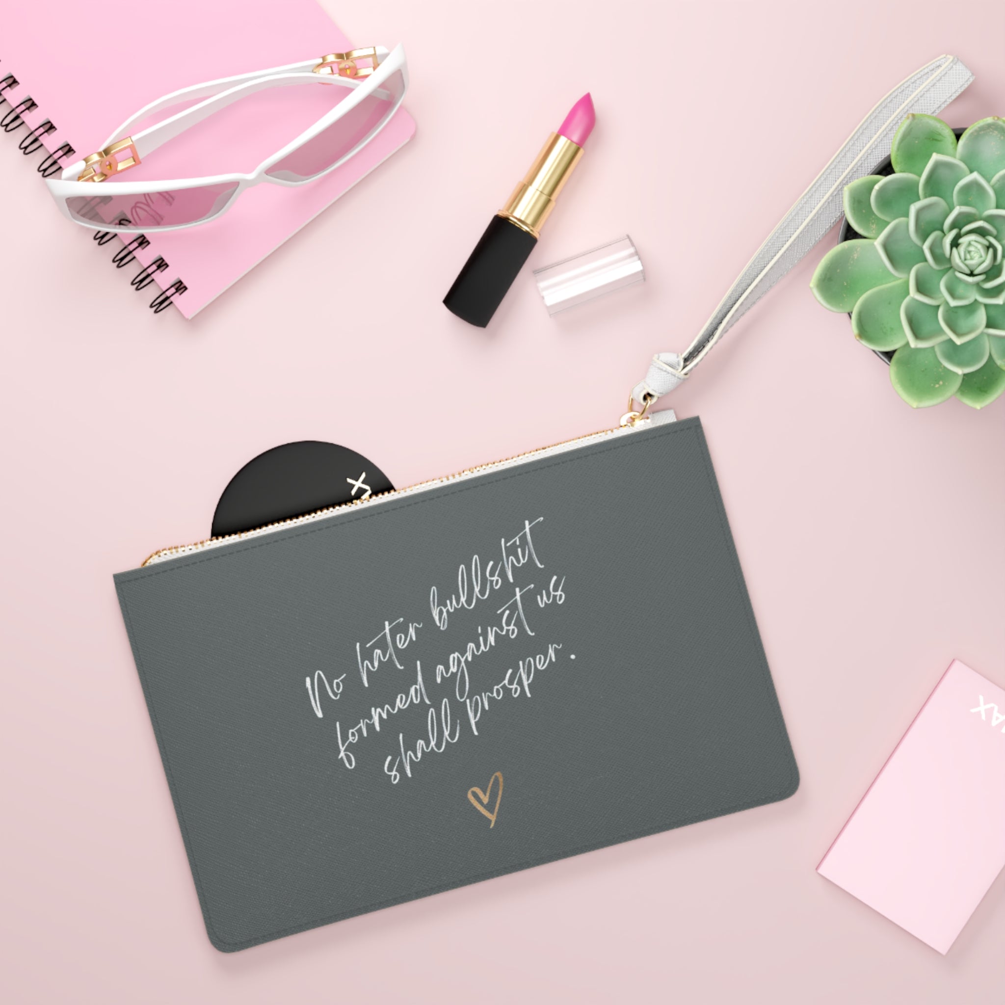 No Hater Bullshit Formed Against Us Shall Prosper Clutch Bag