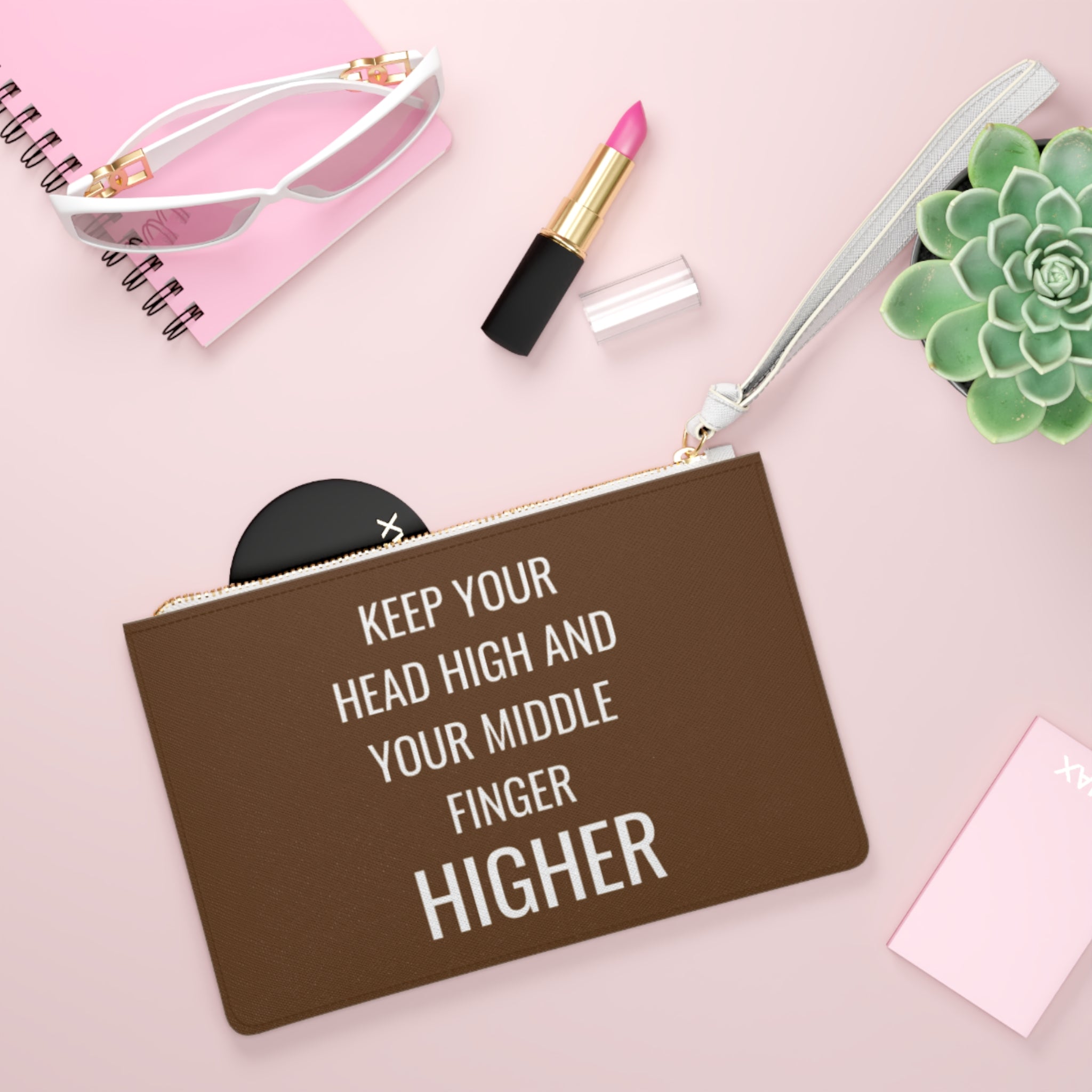 Keep Your Head High And Your Middle Finger Higher Clutch Bag