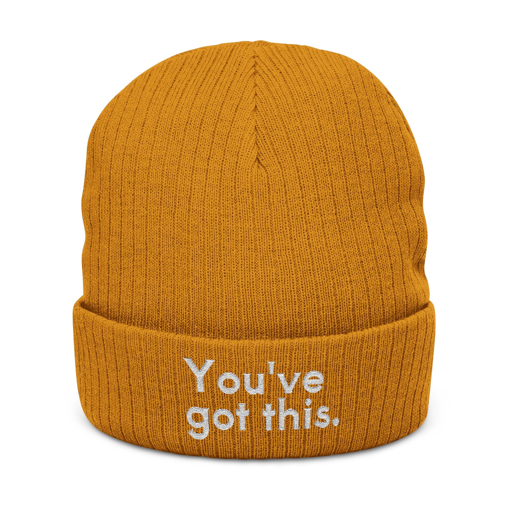 You've Got This Embroidered Ribbed Knit Beanie