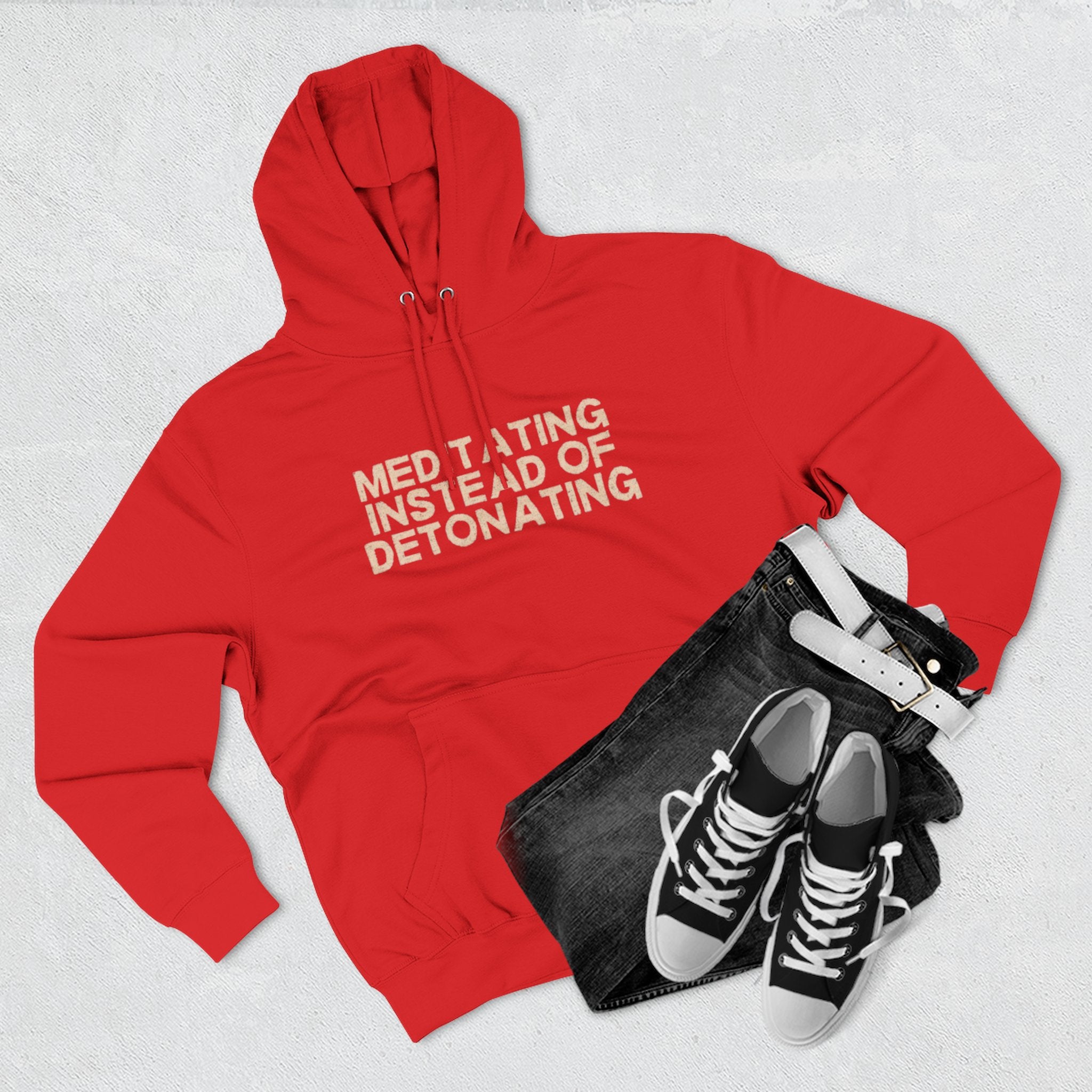 Meditating Instead of Detonating Unisex Fleece Hoodie