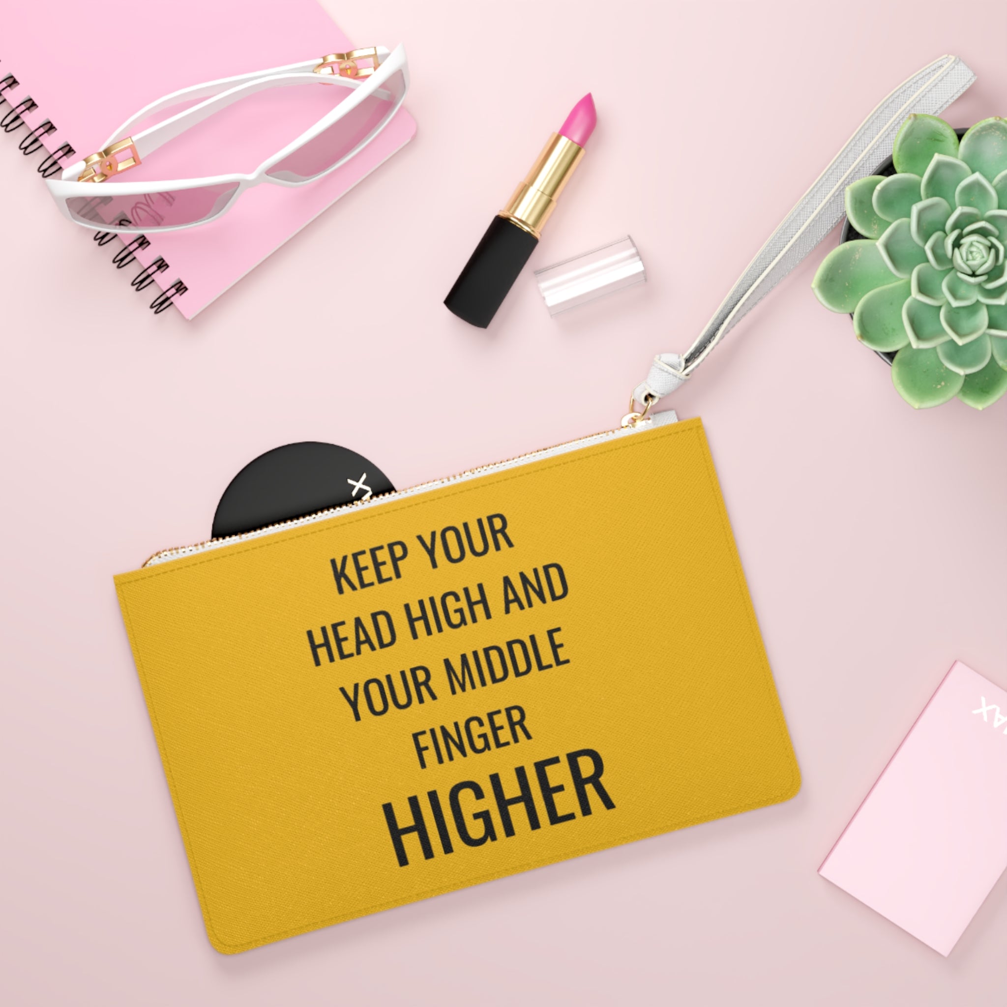 Keep Your Head High And Your Middle Finger Higher Clutch Bag