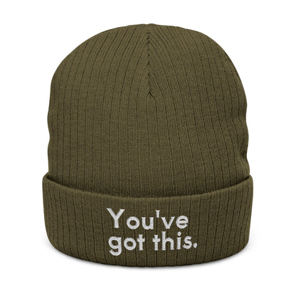 You've Got This Embroidered Ribbed Knit Beanie