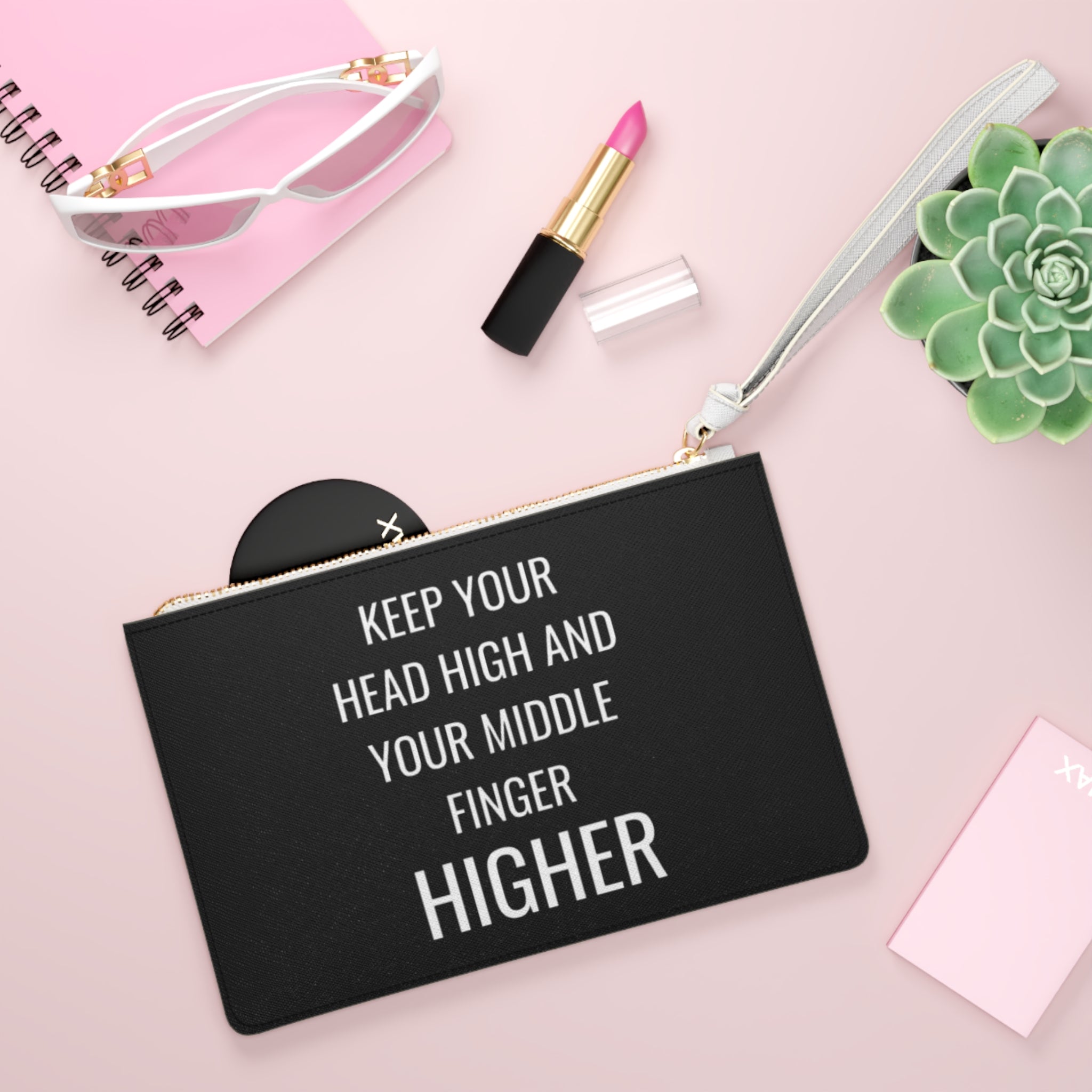 Keep Your Head High And Your Middle Finger Higher Clutch Bag