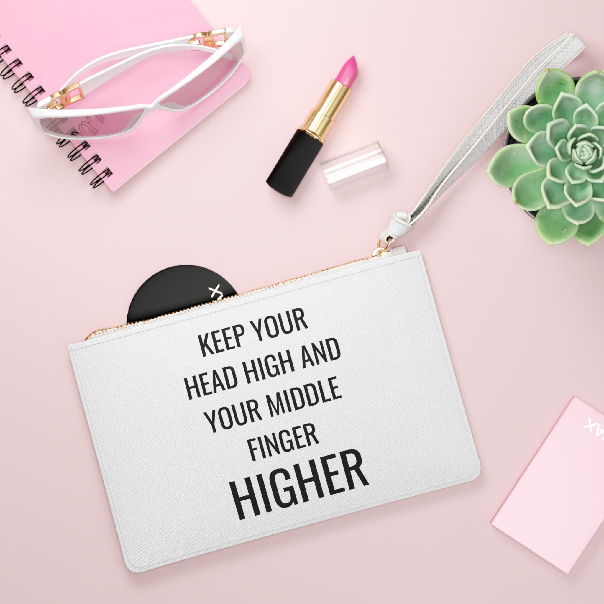 Keep Your Head High And Your Middle Finger Higher Clutch Bag