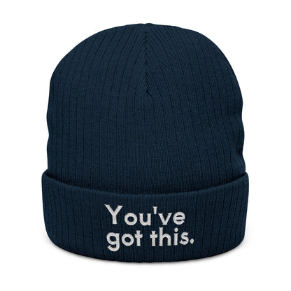 You've Got This Embroidered Ribbed Knit Beanie