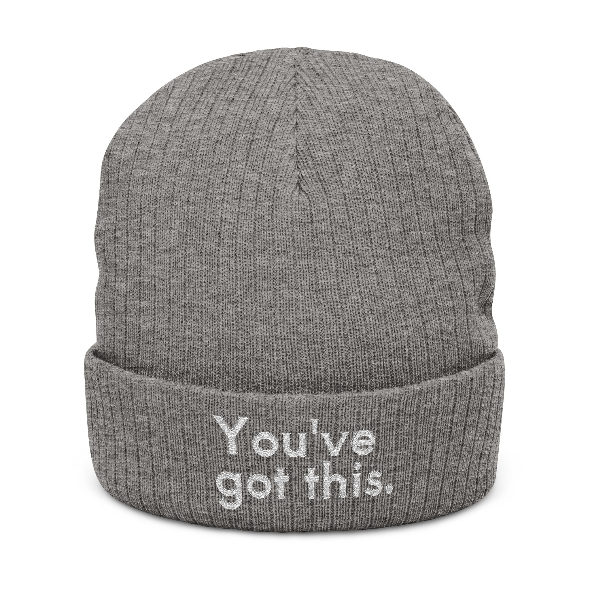 You've Got This Embroidered Ribbed Knit Beanie