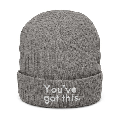 You've Got This Embroidered Ribbed Knit Beanie