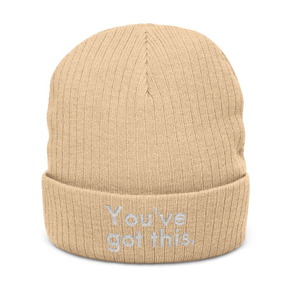 You've Got This Embroidered Ribbed Knit Beanie