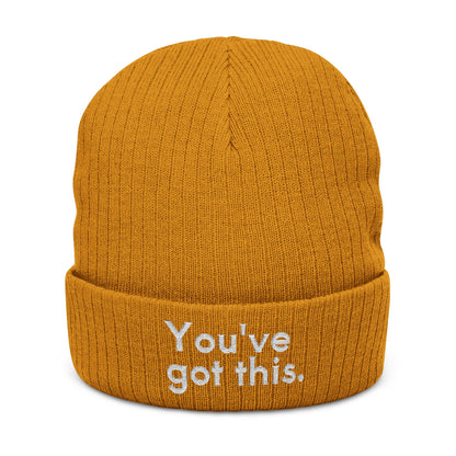 You've Got This Embroidered Ribbed Knit Beanie
