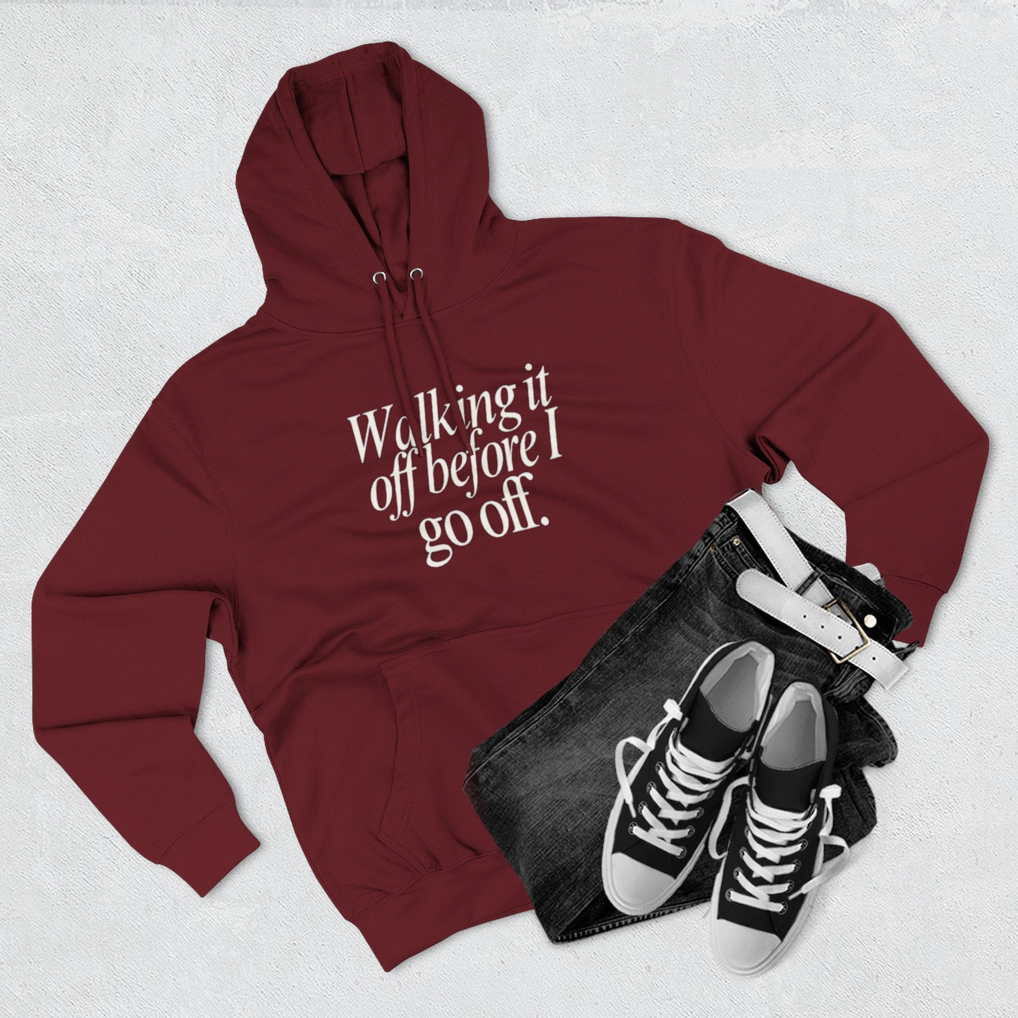 Walking It Off Before I Go Off Unisex Fleece Hoodie